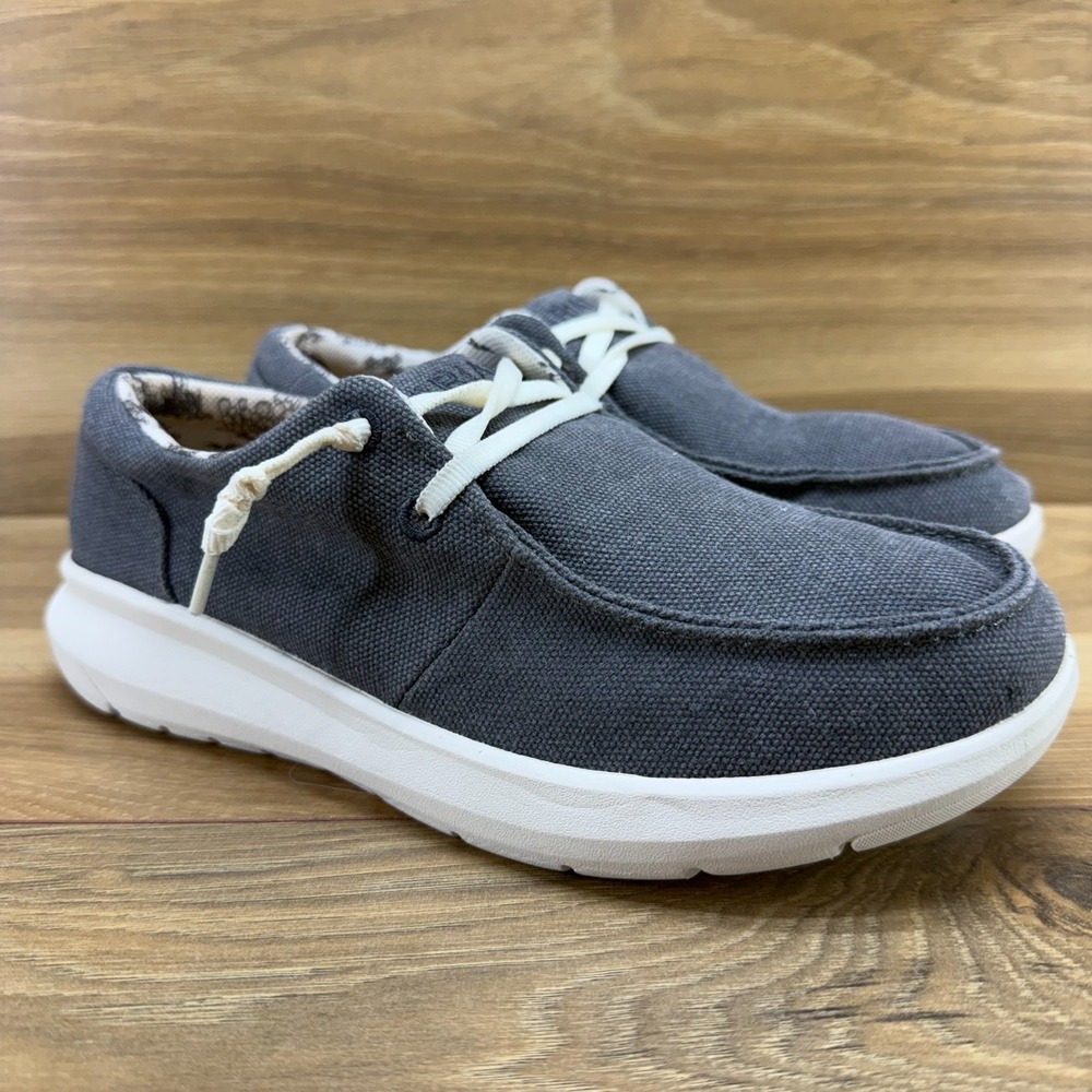 ARIAT Hilo Casual Slip On Loafer Womens 5.5 B Charcoal Gray Canvas Casual Flats